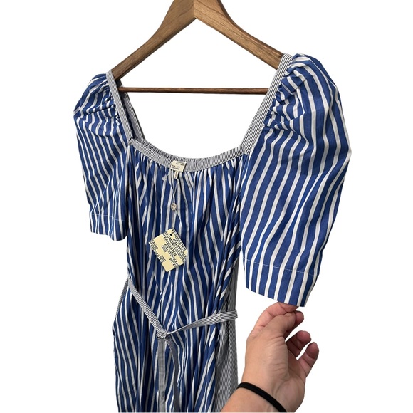 PFERGARTEN BLUE WHITE FOLK STRIPE PEASANT STYLE DRESS - Picture 8 of 13